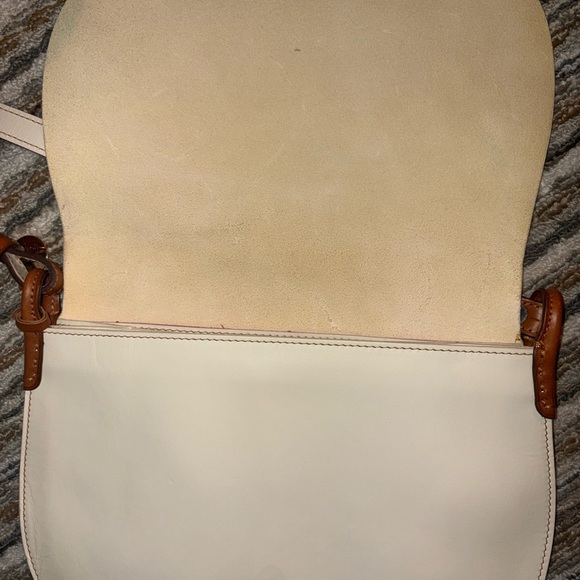 Dooney And Bourke Alto Cream Leather Saddle Crossbody Bag